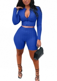 2022 Styles Women Fashion Summer INS Styles Solid Color Front Zipper Short Two Pieces Suit