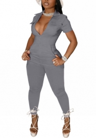 2022 Styles Women Fashion Summer INS Styles Solid Color OL Jumpsuit