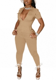 2022 Styles Women Fashion Summer INS Styles Solid Color OL Jumpsuit