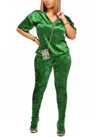 2022 Styles Women Fashion Summer INS Styles Solid Color Velvet Two Pieces Suit