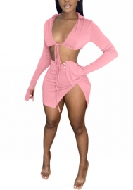 2022 Styles Women Fashion Summer INS Styles Solid Color Tie Two Piece Dress