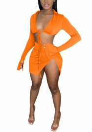 2022 Styles Women Fashion Summer INS Styles Solid Color Tie Two Piece Dress