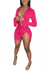 2022 Styles Women Fashion Summer INS Styles Solid Color Tie Two Piece Dress