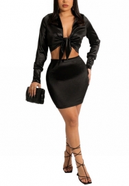 2022 Styles Women Fashion Summer INS Styles Slik Front Tie Two Piece Dress