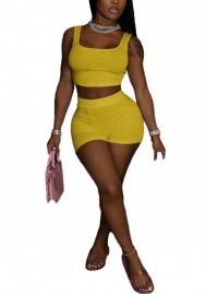 2022 Styles Women Fashion Summer INS Styles Solid Color Short Two Pieces Suit