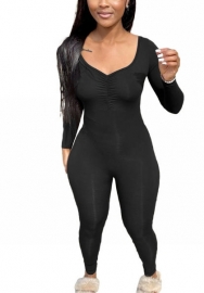 2022 Styles Women Fashion Summer INS Styles Solid Color Long Sleeve Jumpsuit