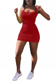 2022 Styles Women Fashion Summer INS Styles Solid Color Strap Mini Dress