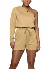 2022 Styles Women Fashion Summer INS Styles Solid Color Single Shoulder Long Sleeve Short Two Pieces Suit