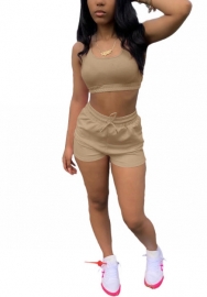 2022 Styles Women Fashion Summer INS Styles Solid Color Short Two Pieces Suit