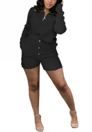 2022 Styles Women Fashion Summer INS Styles Solid Color Front Button Rib Short Two Pieces Suit