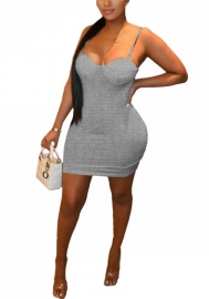 2022 Styles Women Fashion Summer INS Styles Solid Color Strap Mini Dress