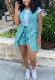2022 Styles Women Fashion Summer INS Styles Striped OL Short Two Pieces Suit