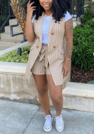 2022 Styles Women Fashion Summer INS Styles Striped OL Short Two Pieces Suit