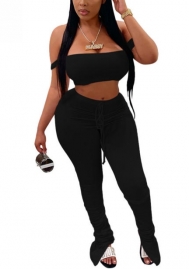 2022 Styles Women Fashion Summer INS Styles Solid Color Off Shoulder Two Piece Set