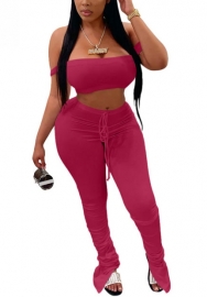 2022 Styles Women Fashion Summer INS Styles Solid Color Off Shoulder Two Piece Set