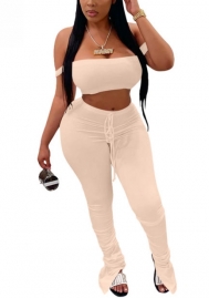 2022 Styles Women Fashion Summer INS Styles Solid Color Off Shoulder Two Piece Set