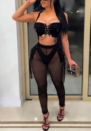 (Real Image)2022 Styles Women Fashion Summer INS Styles  Mesh Two Piece Suit