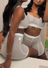 2022 Styles Women Fashion Summer INS Styles Mesh Short Two Piece Suit