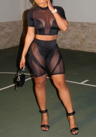 (Real Image)2022 Styles Women Fashion Summer INS Styles Mesh Tank Tops + Midi Pants 2 Piece Suit