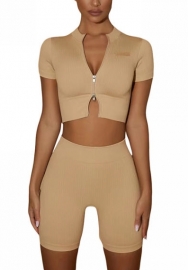 (Real Image)2022 Styles Women Fashion Summer INS Styles Solid Color Short Two Piece Suit