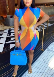 (Real Image)2022 Styles Women Fashion Summer INS Styles Print Short Sleeve Mini Dress