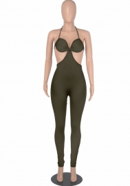 (Real Image)2022 Styles Women Sexy INS Styles Solid Color Halter Backless Jumpsuit