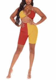 (Real Image)2022 Styles Women Sexy INS Styles Contrast Color Short Two Piece Suit