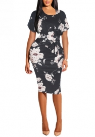 (Real Image)2022 Styles Women Fashion INS Styles FFloral Short Sleeve Midi Dress