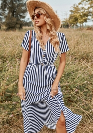 (Real Image)2022 Styles Women Sexy INS Styles Floral Bohemian Striped Maxi Dress