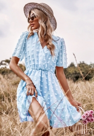 (Real Image)2022 Styles Women Sexy INS Styles Bohemian Midi Sleeve Mini Dress