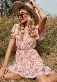(Real Image)2022 Styles Women Sexy INS Styles Floral Bohemian Mini Dress
