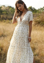 (Real Image)2022 Styles Women Sexy INS Styles Floral Bohemian Maxi Dress