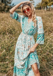 (Real Image)2022 Styles Women Sexy INS Styles Floral Bohemian Maxi Dress