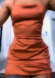 (Real Image)2022 Styles Women Fashion INS Styles Silk Mini Dress