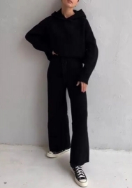 2022 Styles Women Fashion INS Styles Soli Color Sweater Two Piece Suit