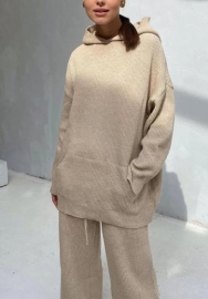 2022 Styles Women Fashion INS Styles Soli Color Sweater Two Piece Suit