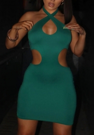 2022 Styles Women Fashion INS Styles Halter Cut Out Dress