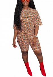 2022 Styles Women Fashion INS Styles Print Short Two Piece Suit