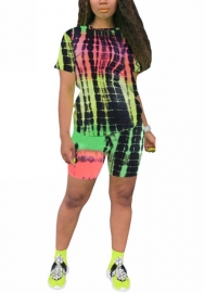 (Real Image)2022 Styles Women Fashion INS Styles Print Short Two Piece Suit