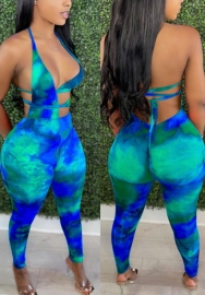 (Real Image)2022 Styles Women Fashion INS Styles Print Backless Jumpsuit