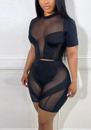 2022 Styles Women Fashion INS Styles Mesh Short Two Piece Suit