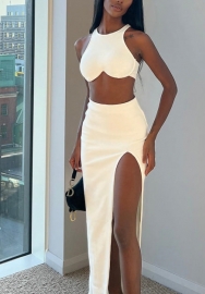 (Real Image)2022 Styles Women Fashion INS Styles White Maxi Dress