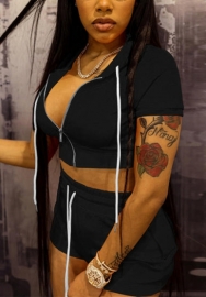 2022 Styles Women Fashion INS Styles Front Zipper Short Two Piece Suit