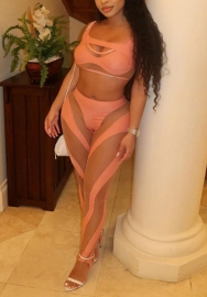 2022 Styles Women Fashion INS Styles Mesh Two Piece Suit