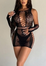 2022 Styles Women Fashion INS Styles Black Lace Mini Dress