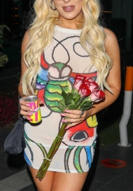 (Real Image)2022 Styles Women Fashion INS Styles Mesh Print Club Dress