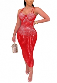 (S-5XL)(Real Image)2022 Styles Women Sexy INS Styles  Strap Sequin Midi Dress