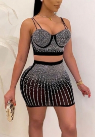 (Real Image)2022 Styles Women Sexy INS Styles Sequin Mini Dress Two Piece Suit