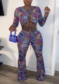 (Real Image)2022 Styles Women Sexy INS Styles Print Front Lace Up Jumpsuit