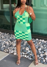 (Real Image)2022 Styles Women Sexy INS Styles Print Halter Club Dress